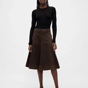 BNWT the GAP Dark Brown A-Line tulip denim skirt in size 30/10p